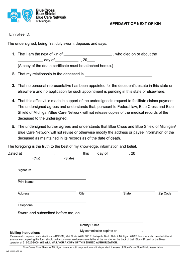 Affidavit of Kinship  Form