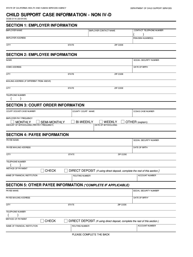  Form Dcss 0116 2005-2024