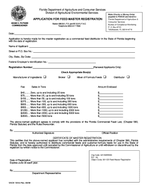 Florida Master Feed Registration Form