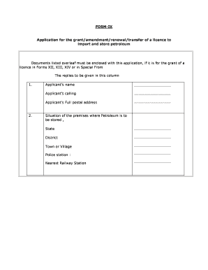 FORM IX Application for the Grantamendmentrenewaltransfer of a