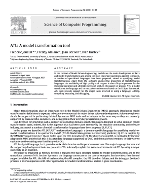 Science of Computer Programming ATL a Model Transformation Tool