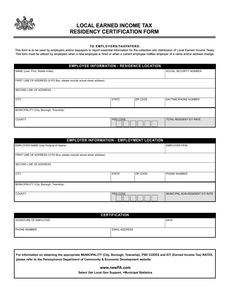 Residency Certification Form