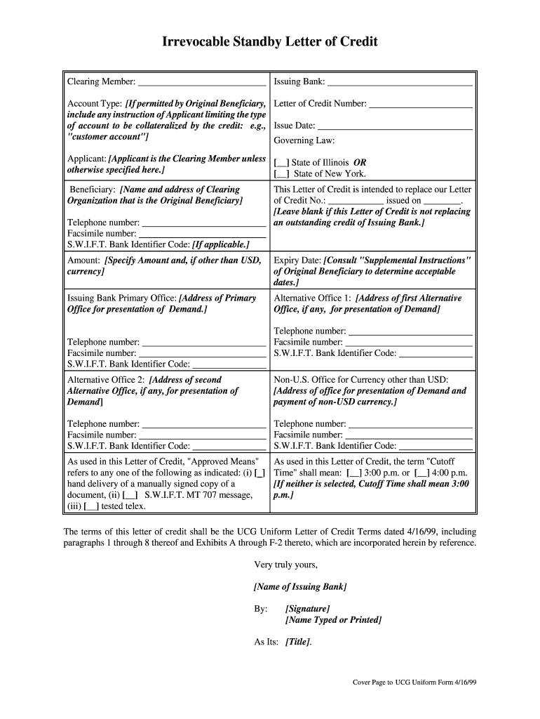 Irrevocable Standby LOC Non Pass DOC  Form