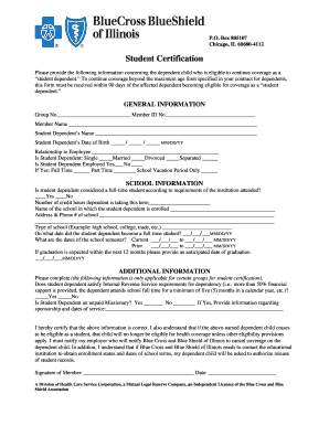 BCBS Student Certification Kaneland  Form