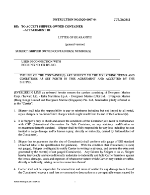 INSTRUCTION NO ShipmentLink Shipping &amp; Transport  Form