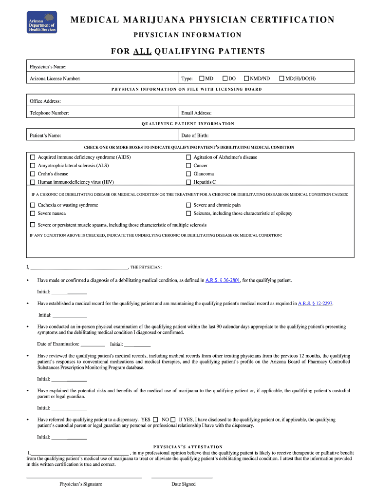 Medical Marijuana Physician Certification  Form