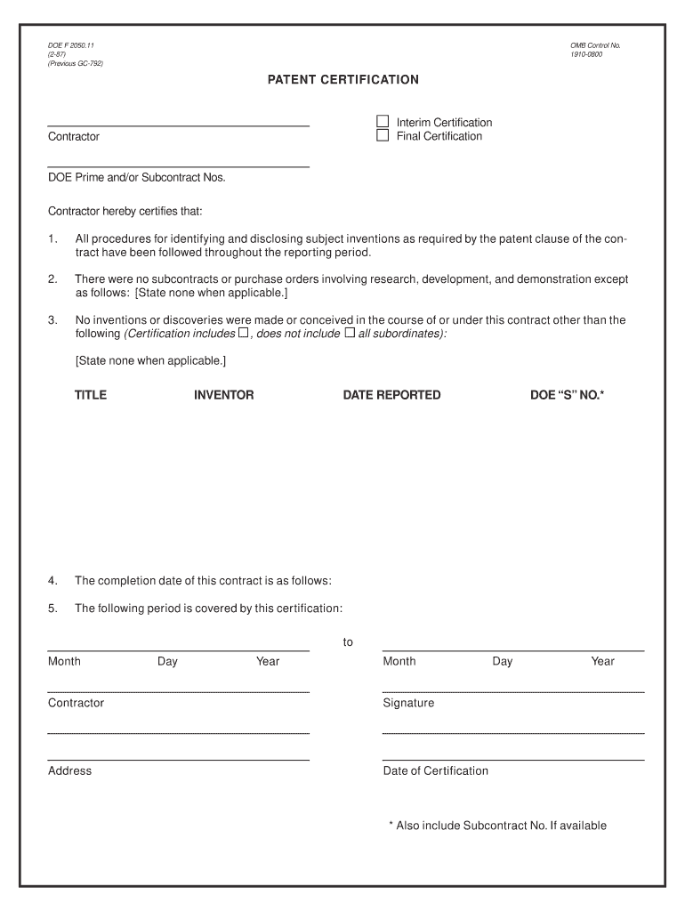 Doe F 2050 11  Form