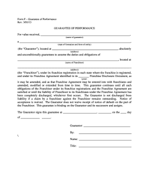 Form F Guarantee of Performance Scc Virginia