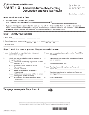 Form ART 1 X Illinois Department of Revenue