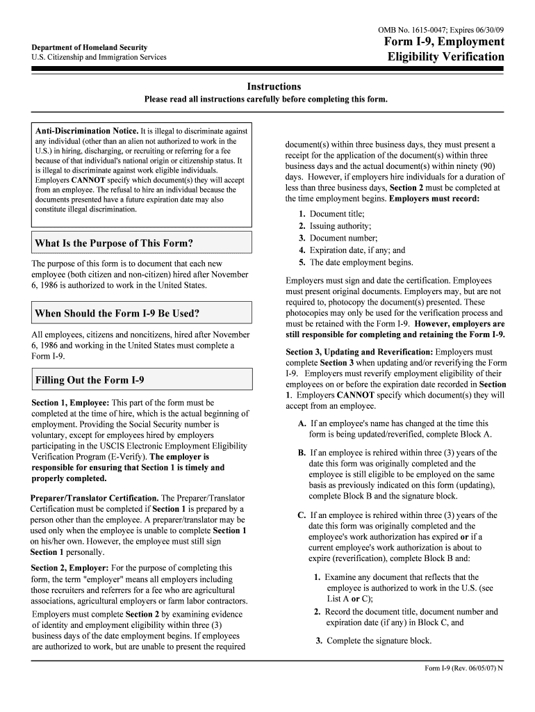 USCIS Form I 9 Rev June Expires June  Employment Eligibility Verification