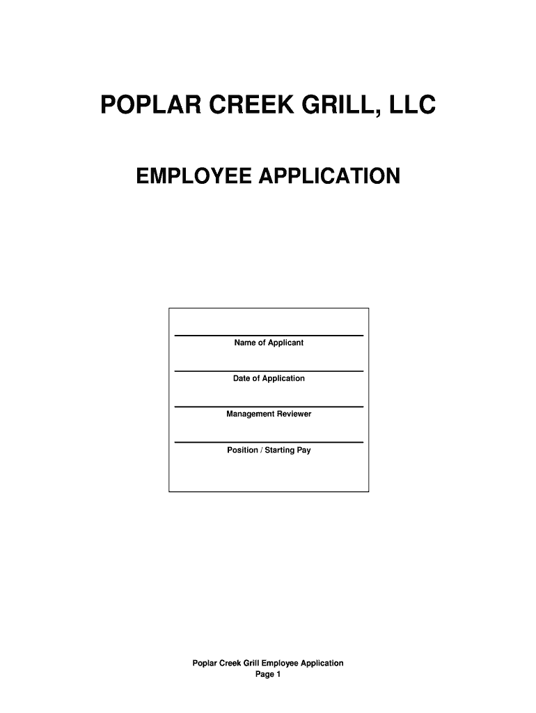 Form Employment Application Sample