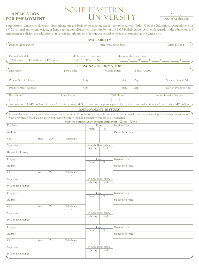 Seu Employment  Form