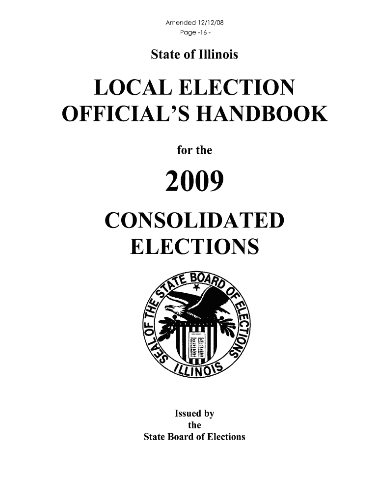 Local Election Official&#39;s Handbook  Illinois State Board of Elections  Elections Il  Form