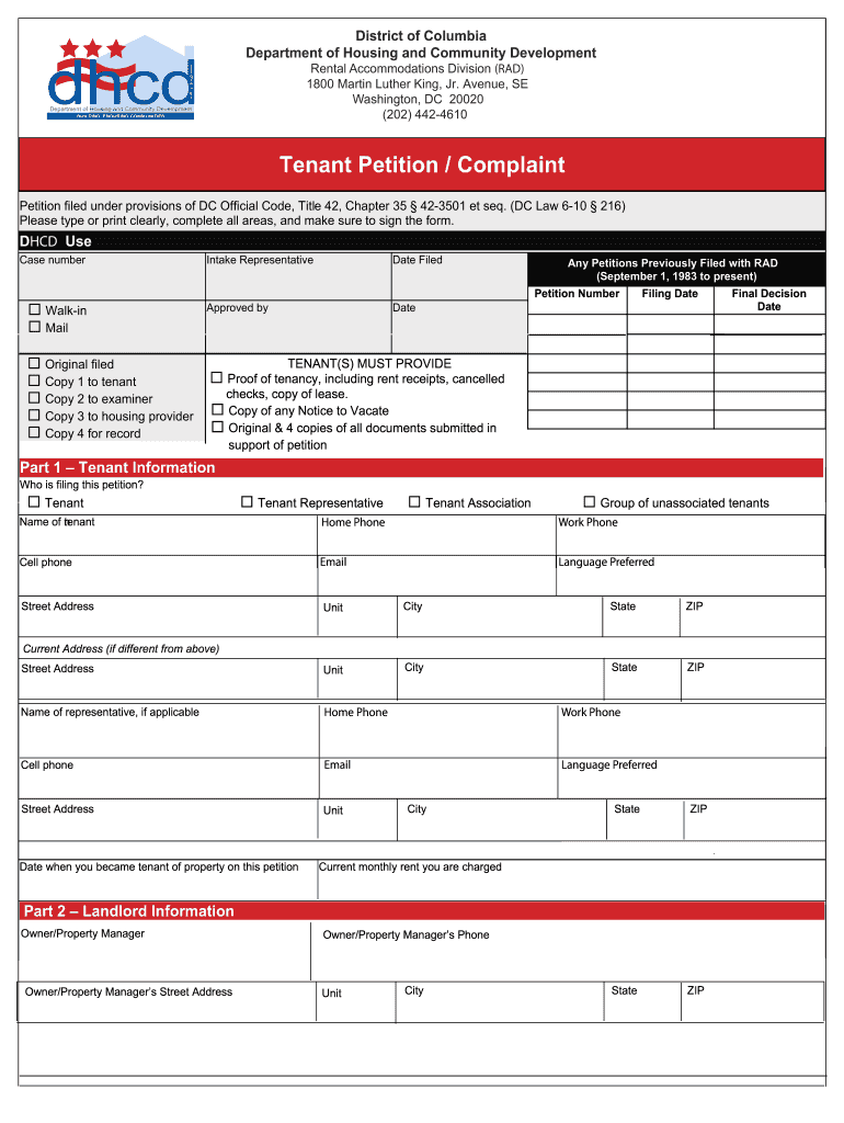 Tenant Petition  Form
