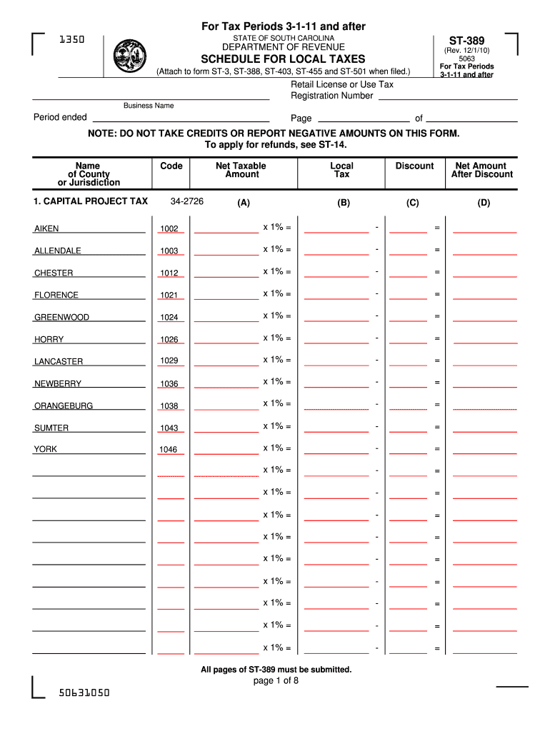 St 389 South Carolina Form