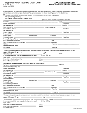 Tangipahoa Parish Teachers Credit Union  Form