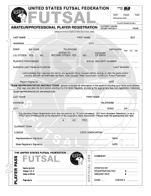 Soccer Registration Form Template Word