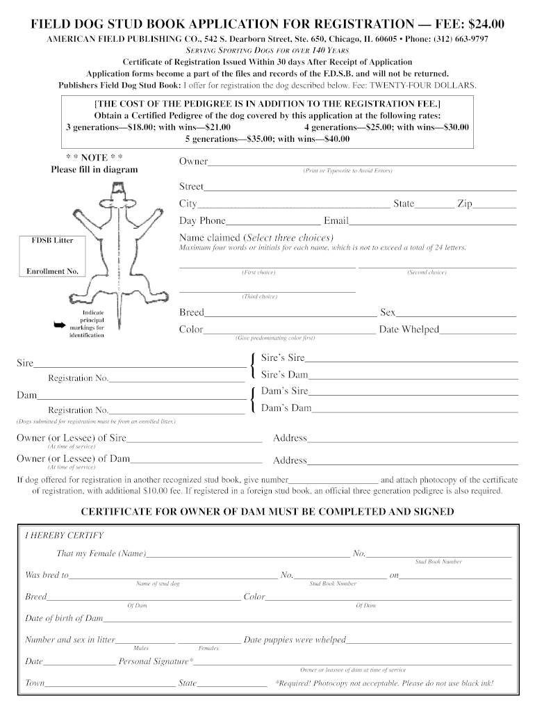 Field Dog Stud Book  Form