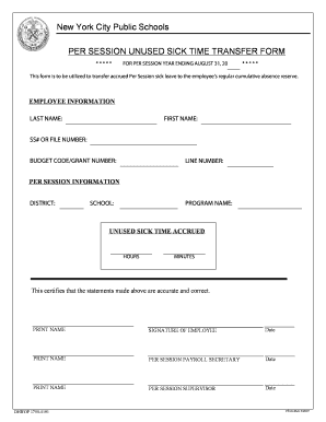 Per Session Unused Sick Time Transfer Form