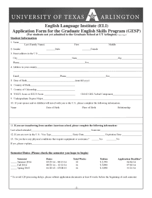 Uta Application  Form