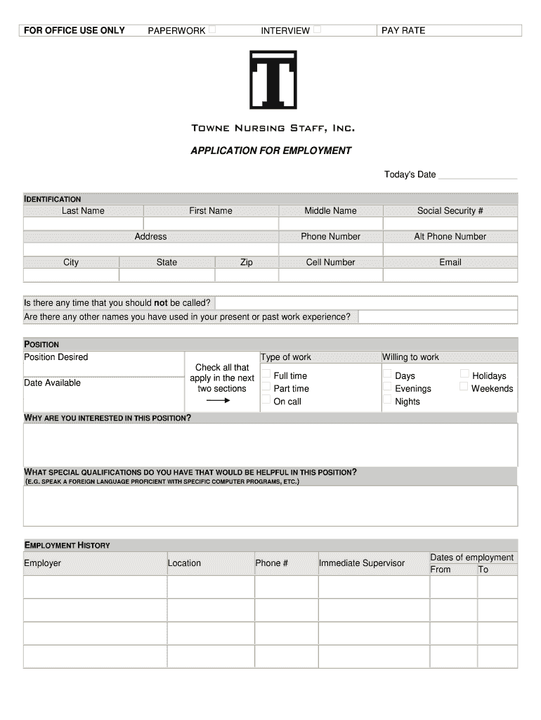 To Print the Application Form  Towne Nursing