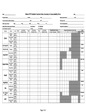 Vaccine Inventory Sheet  Form