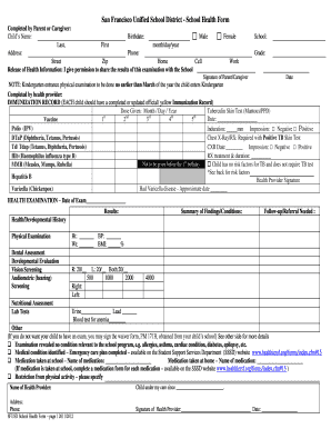 School Health Forms