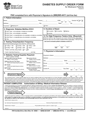 Dibetic Physicians Written Order Sample  Form