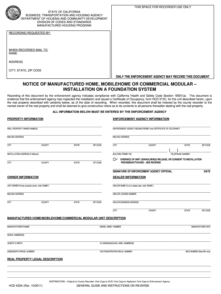 Hcd Form 433a