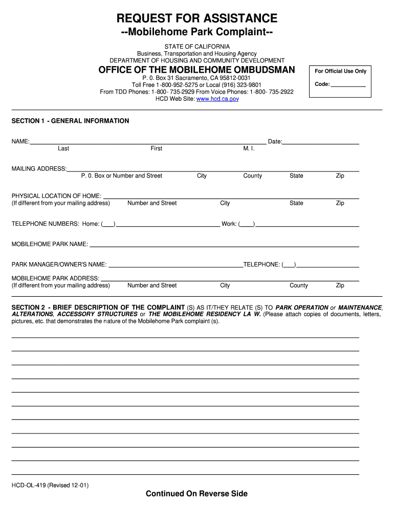 Get and Sign Assistance Hcd 2001-2022 Form