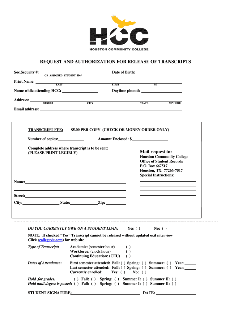 Hcc Transcript  Form