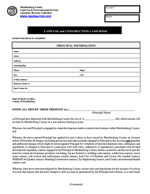 Nc Bond Mecklenburg County  Form