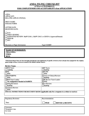 Anda Checklist  Form