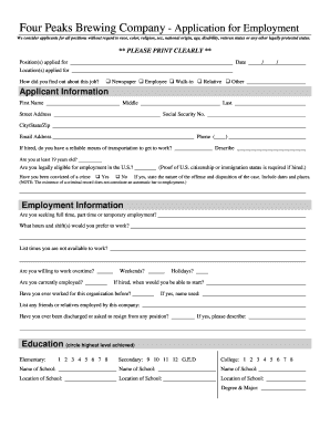 Four Peaks Application Form