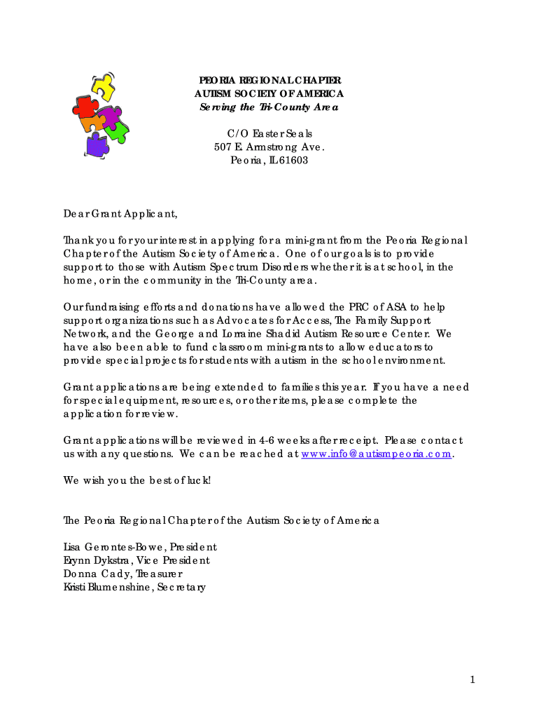 1 PEORIA REGIONAL CHAPTER AUTISM SOCIETY    PRC  ASA  Autismpeoria  Form