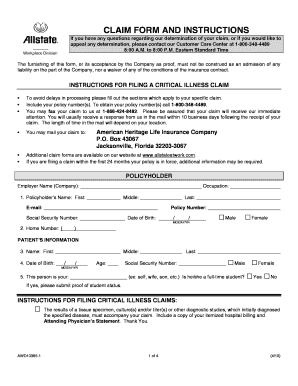 Allstate Critical Illness Claim  Form