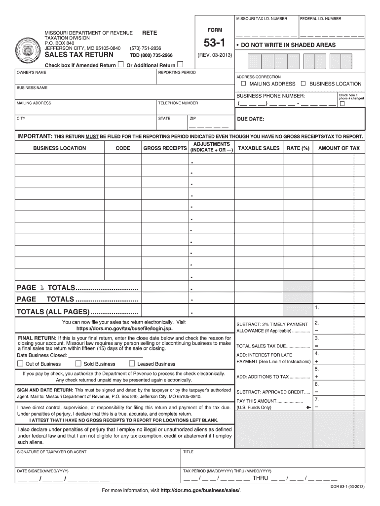  Missouri Sales Tax Form 53 1 Instruction 2020