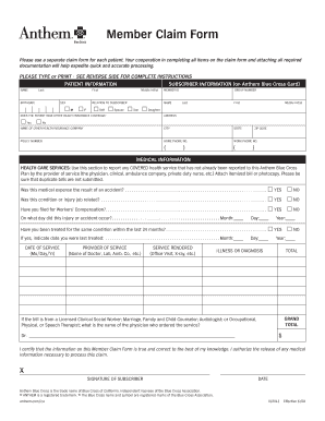 Anthem Blue Cross Claim Form Iu2013