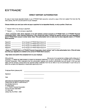 Etrade Direct Deposit Form