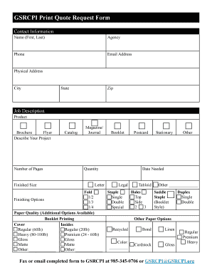 Print Quote Request Form