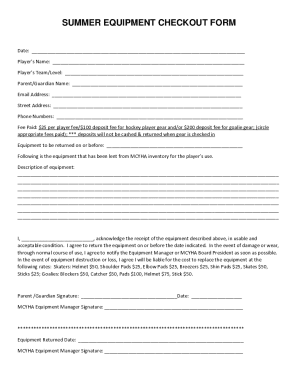 Equipment Checkout Form PDF