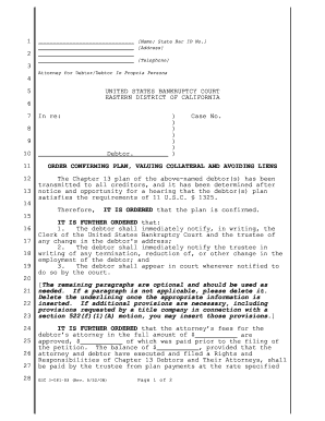 EDC 3 081 03, Order Confirming Plan, Valuing Collateral and Avoiding Liens for Use in Chapter 13 Cases Filed on or After 7103 or  Form