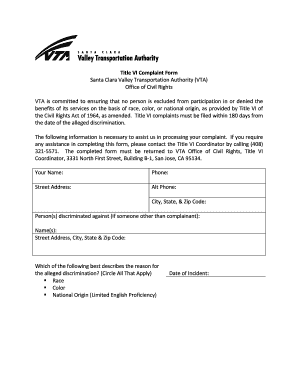 Vta Complaints  Form