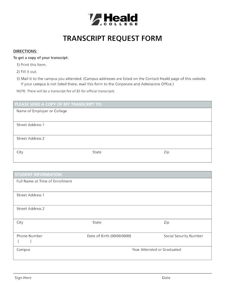 Heald College Transcripts  Form