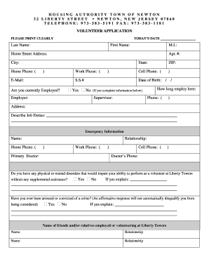 Newton Housing Authority Application  Form