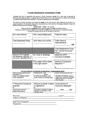 Flood Insurance Coverage Form