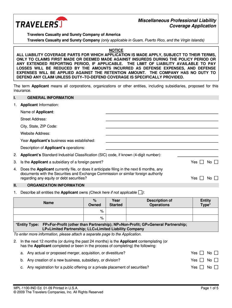 Travelers Mpl Application Form