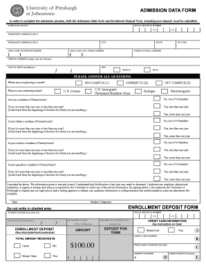 Upj Admission Data Form