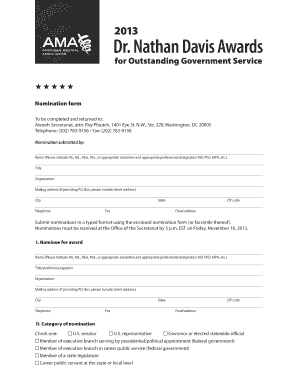 Ama Dr Nathan Davis Award Nomination Form