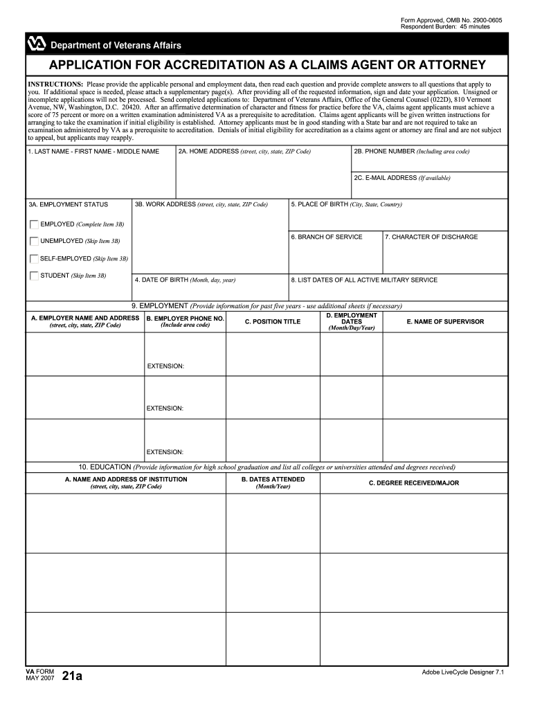  Va Form 21a 2007